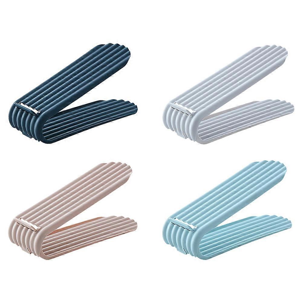 Shoe Organizer Plastic Shoe Rack Double Layer Compartment Design Vertical Storage Home Use 4Pcs