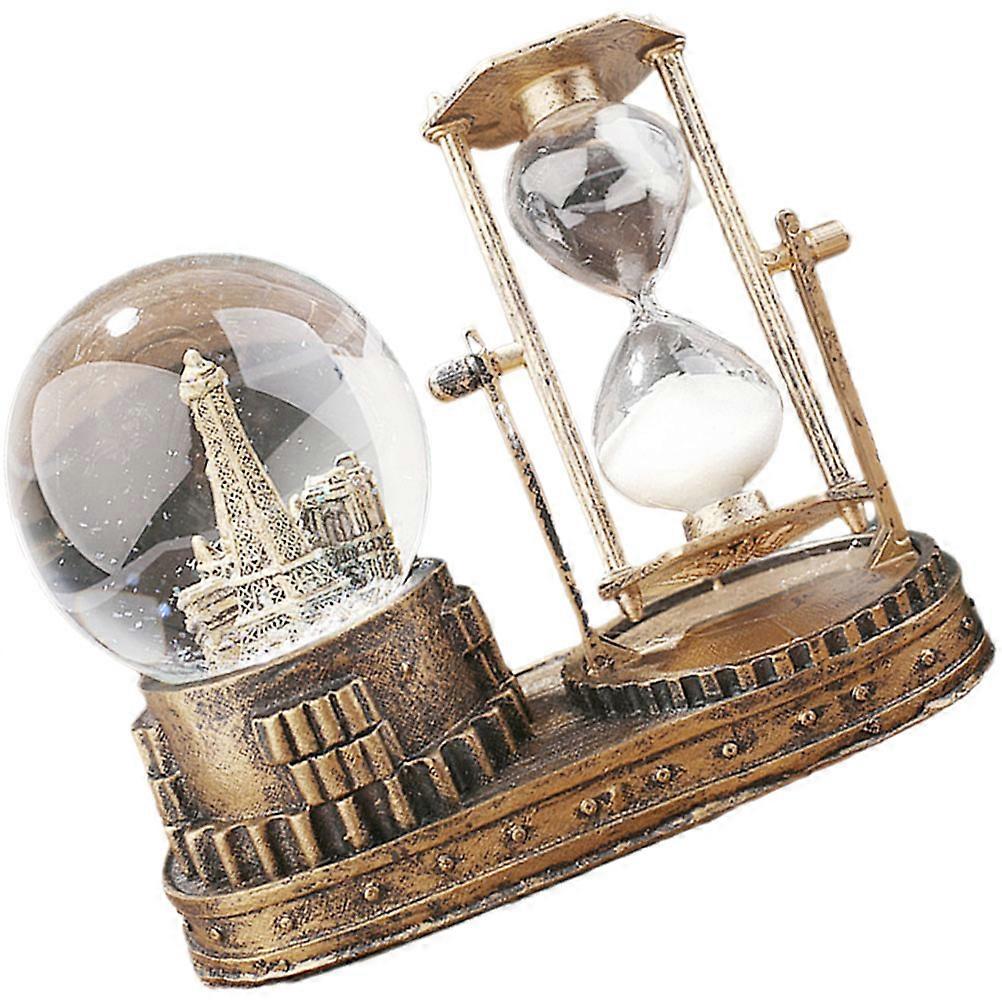 Hourglass Decor Crystal Statue Golden 16.5x13cm Timer Home Decor 1Pcs