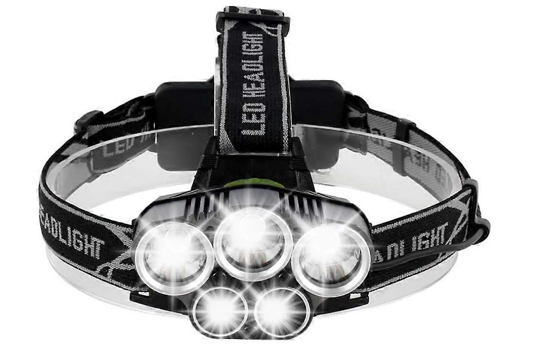 Headlamp USB Rechargeable with 6 Modes Head Lamp Waterproof Outdoor LED Fishing Lights Head Torch(Black)
