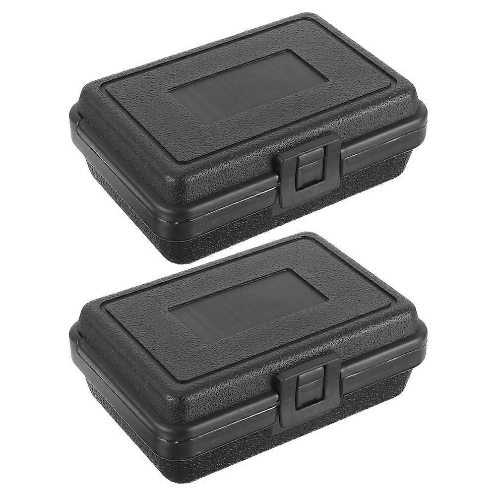 2Pcs Portable Waterproof Tool Storage Box for Storage Black Plastic Protective Case
