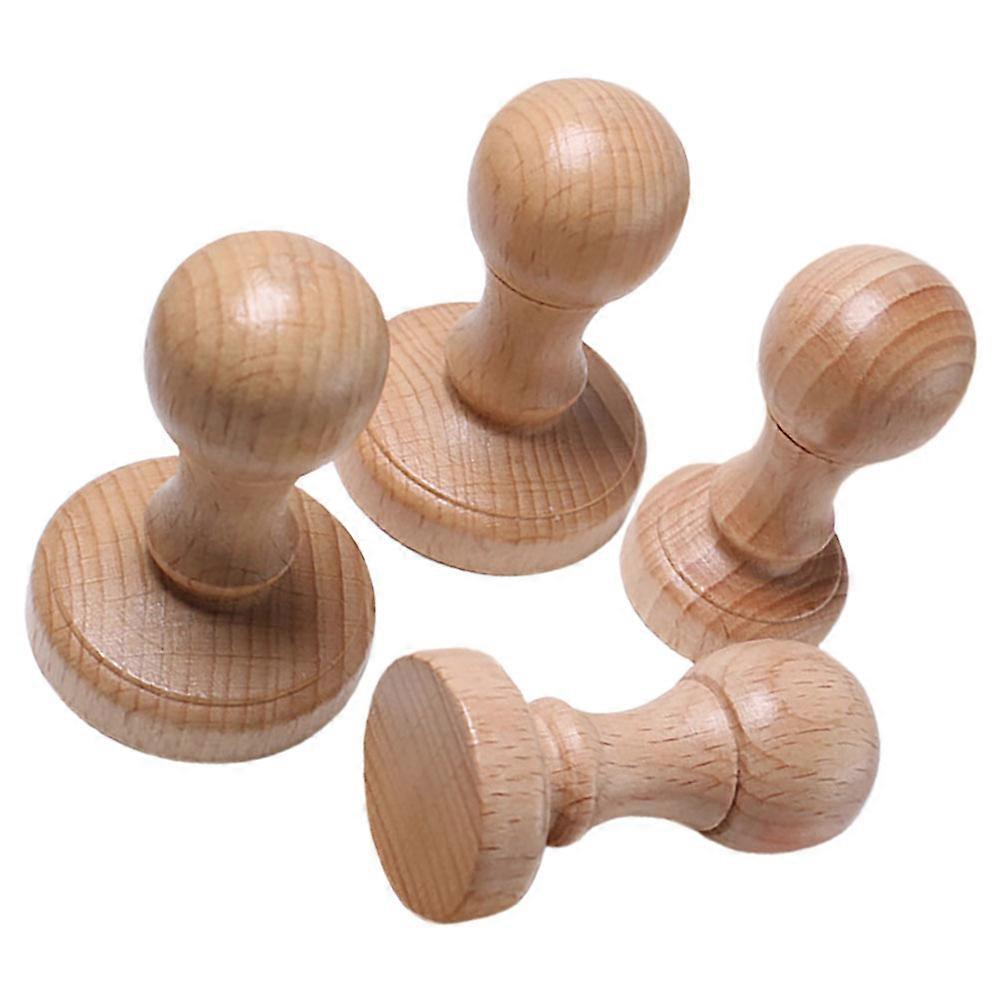 Wooden Stamp Handle Kit 4pcs DIY Craft Wood Stamping Handles for Invitations, Classroom Supplies, Scrapbooking Projects