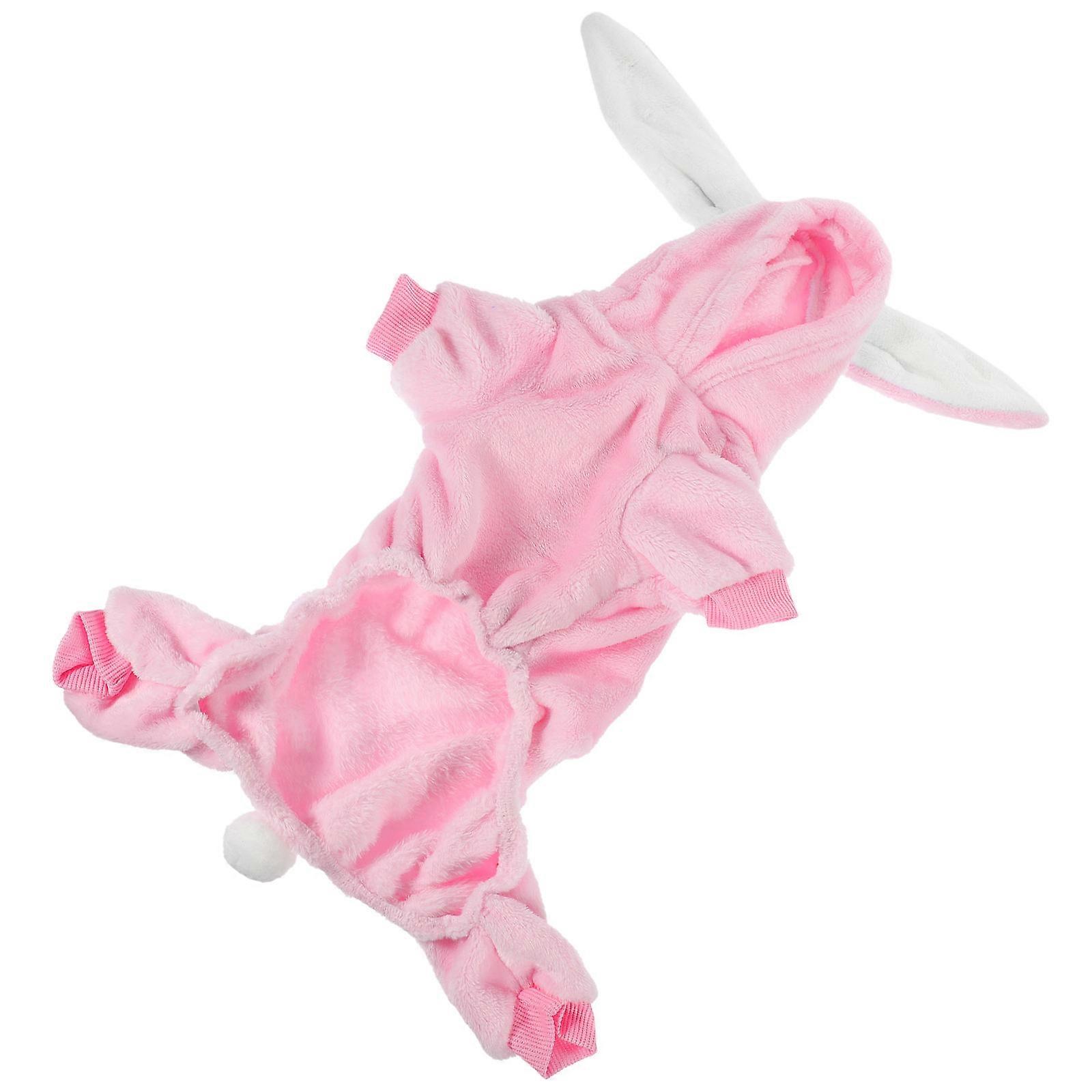 コーラルフリースペットコスチューム暖かいウサギの耳コスプレ服猫犬の写真撮影ピンクサイズL 1パック