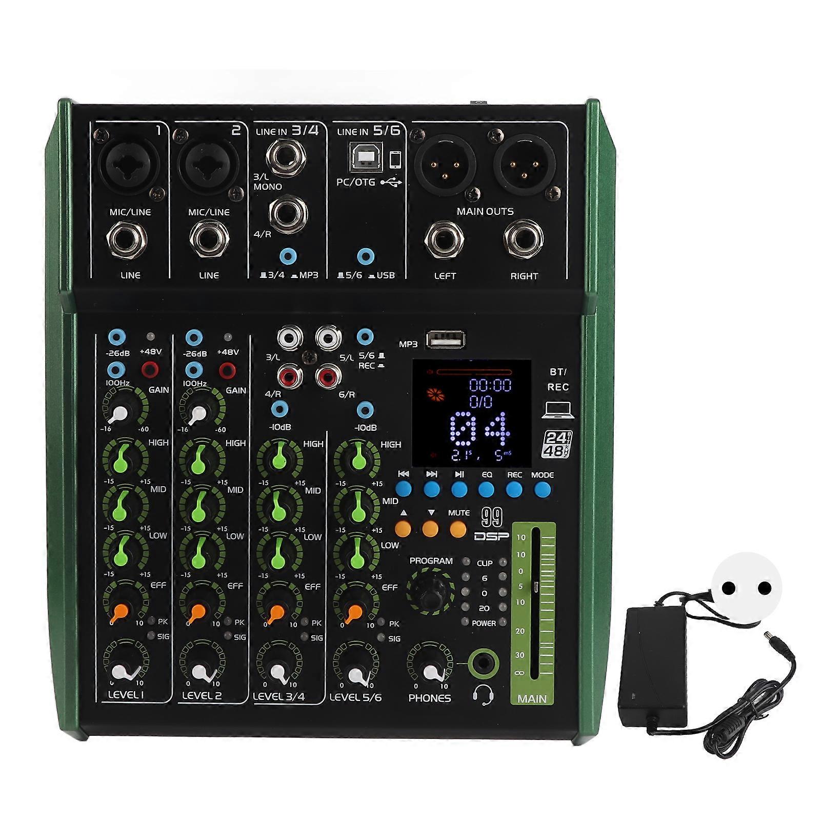 Console de mixage numérique 6 canaux en métal avec module Bluetooth intégré pour petits clubs et bars