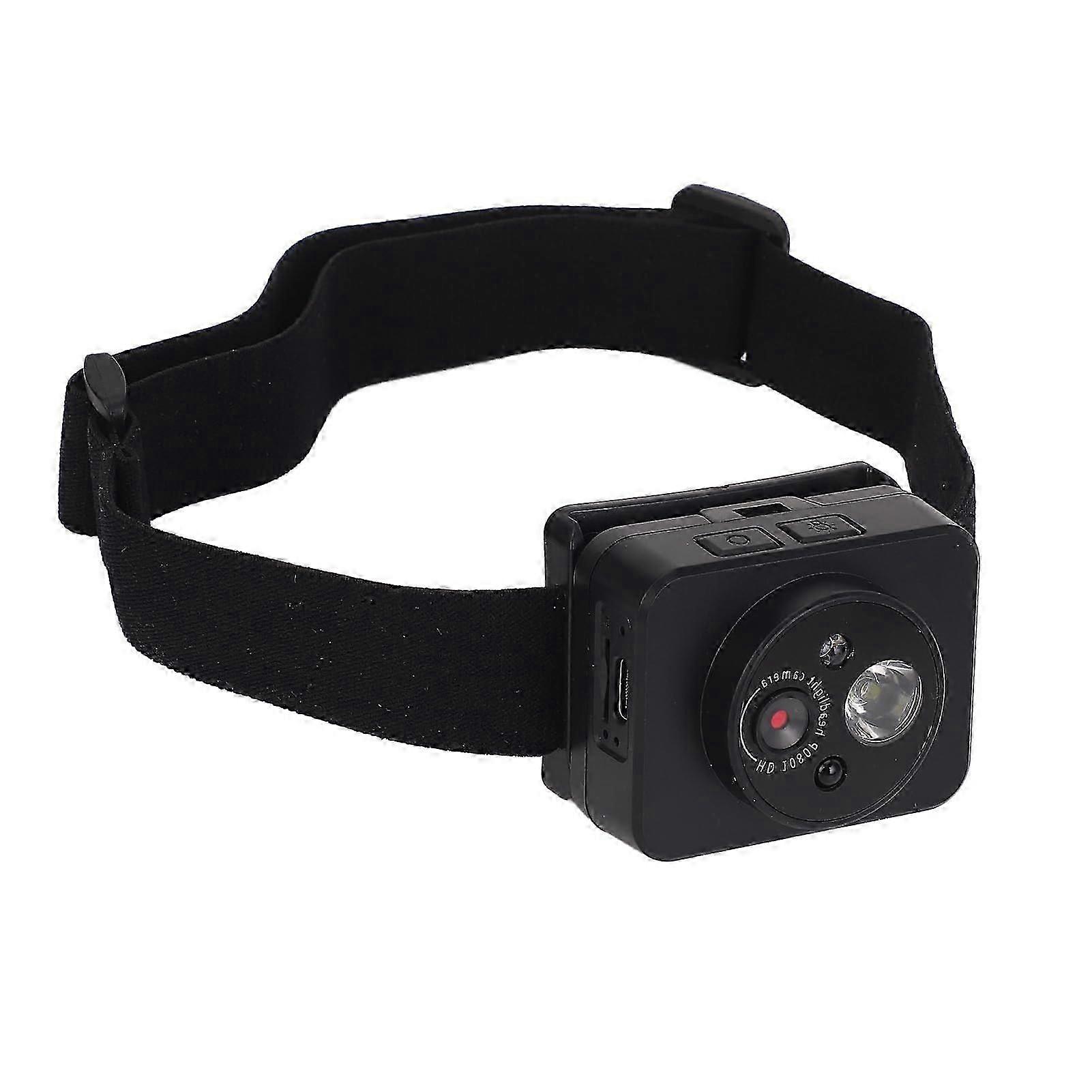 Mini Head Mounted Action Camera, 5-10M Night Light LED Headlamp Camcorder with 1080P