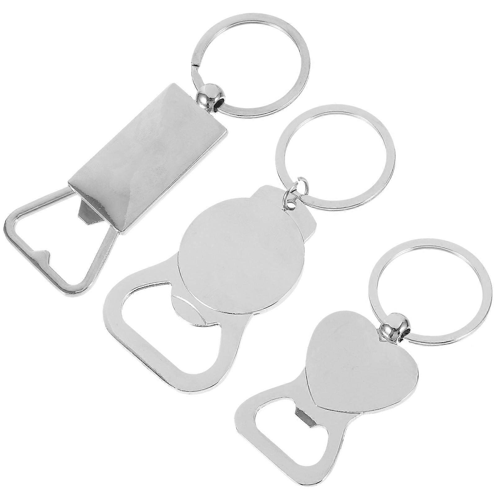 Sublimation Bottle Opener Blanks Keychains Bottle Openers Blank Key Rings Heat Transfer 3Pcs