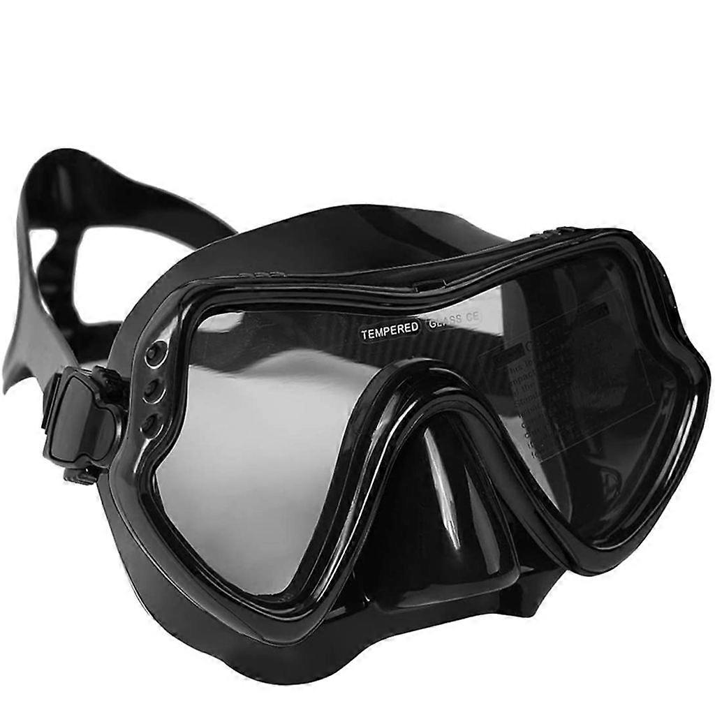 Anti-Leak Diving Mask with Adjustable Strap and Anti-Fog Tempered Glass (Black)