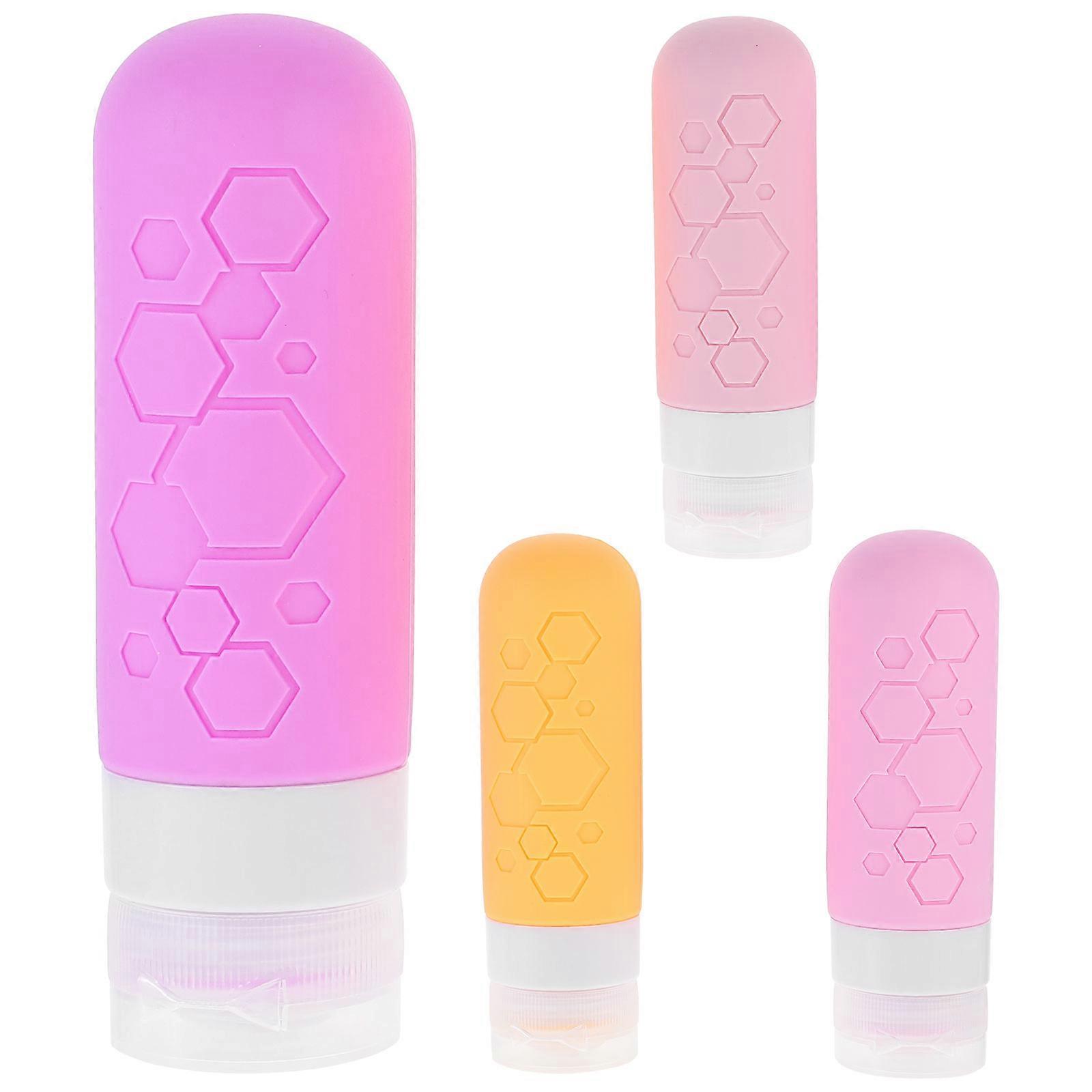 Travel Refillable Bottles for Shampoo and Shower Gel Business Travelers Pink Cherry Blossom 90ml Each 4Pcs