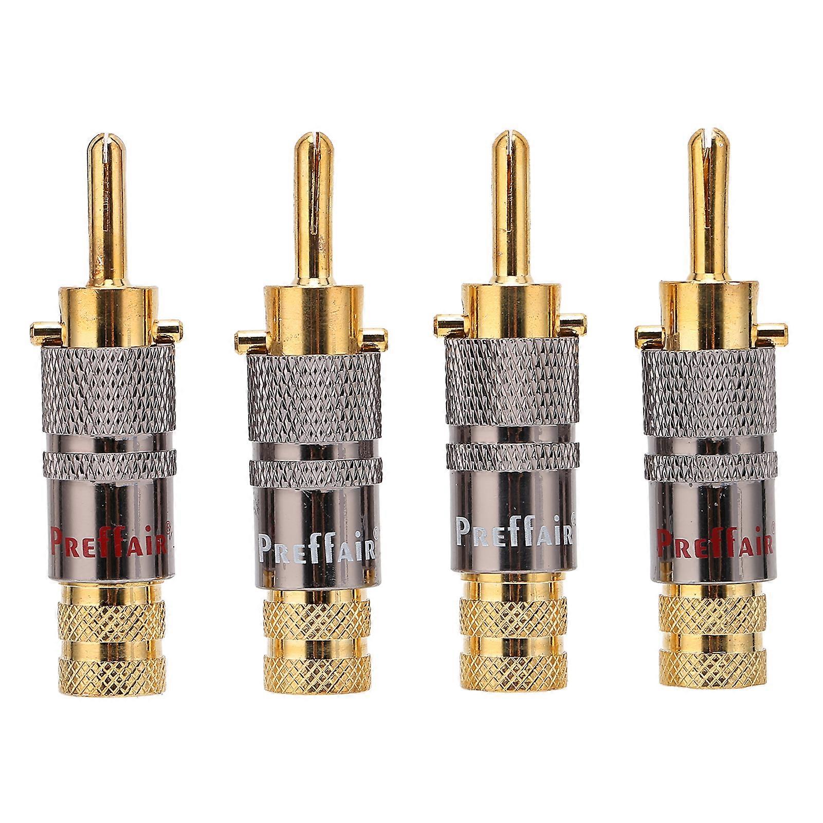 Preffair BA1457 Lot de 4 connecteurs bananes plaqués or 24 carats pour câbles de haut-parleur Hi-Fi, compatibles avec les câbles de 8,7 mm de diamètre