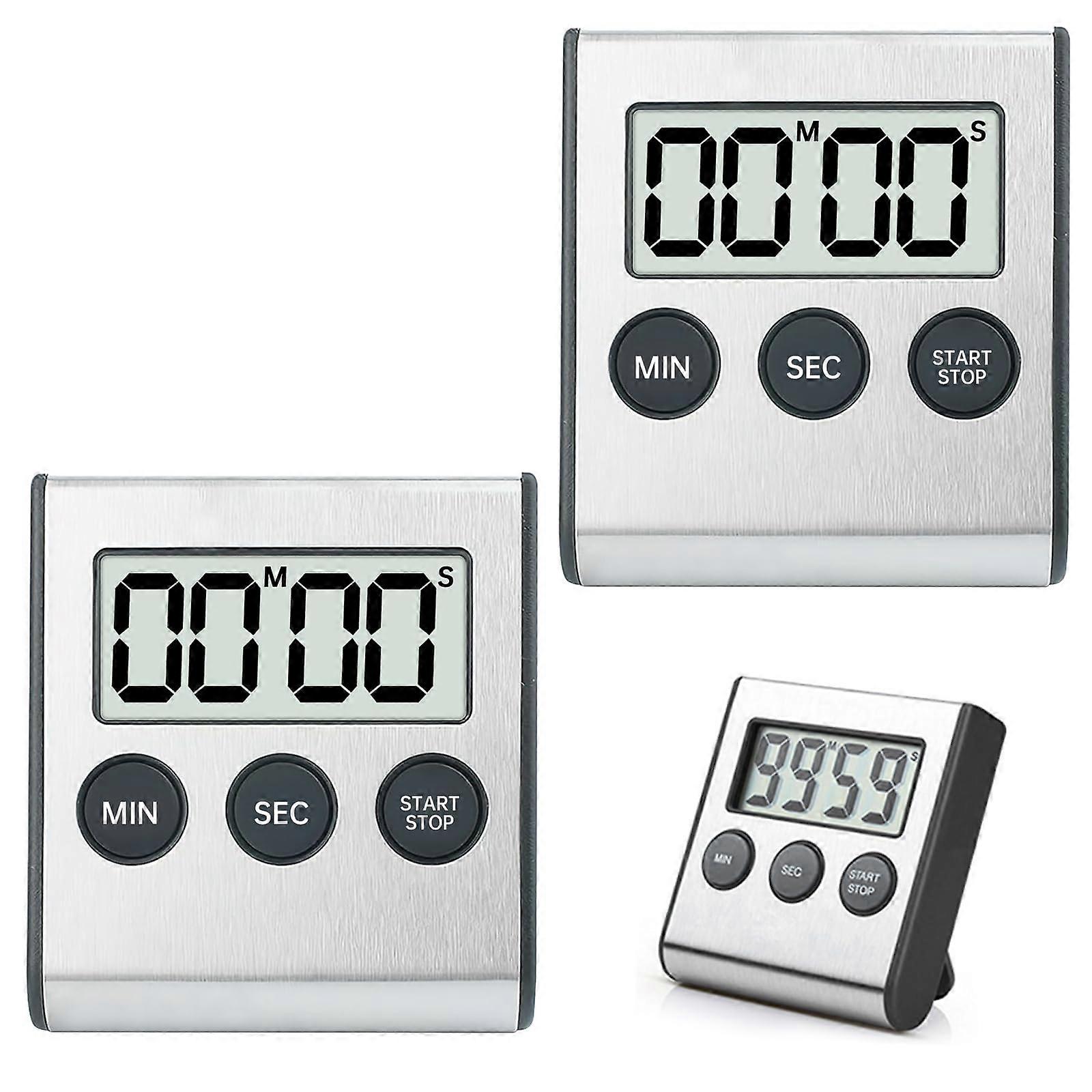 Digital Kitchen Timer with Loud Alarm, 2-Piece Set, Magnetic Stand, On/Off Switch, Perfect for Cooking and Sports