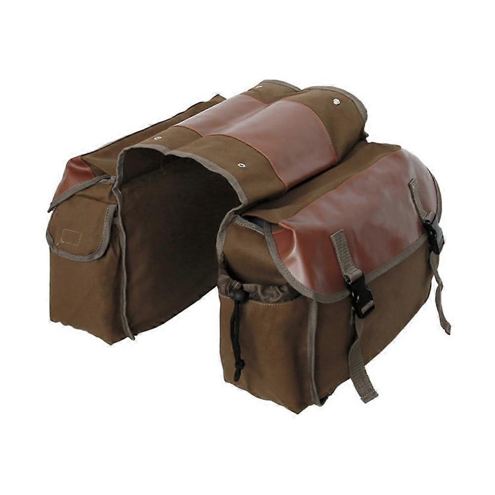Motorcycle Bicycle Large Capacity Saddle Bag Canvas Waterproof Khaki Back Seat Tool Box Side Tool Bag