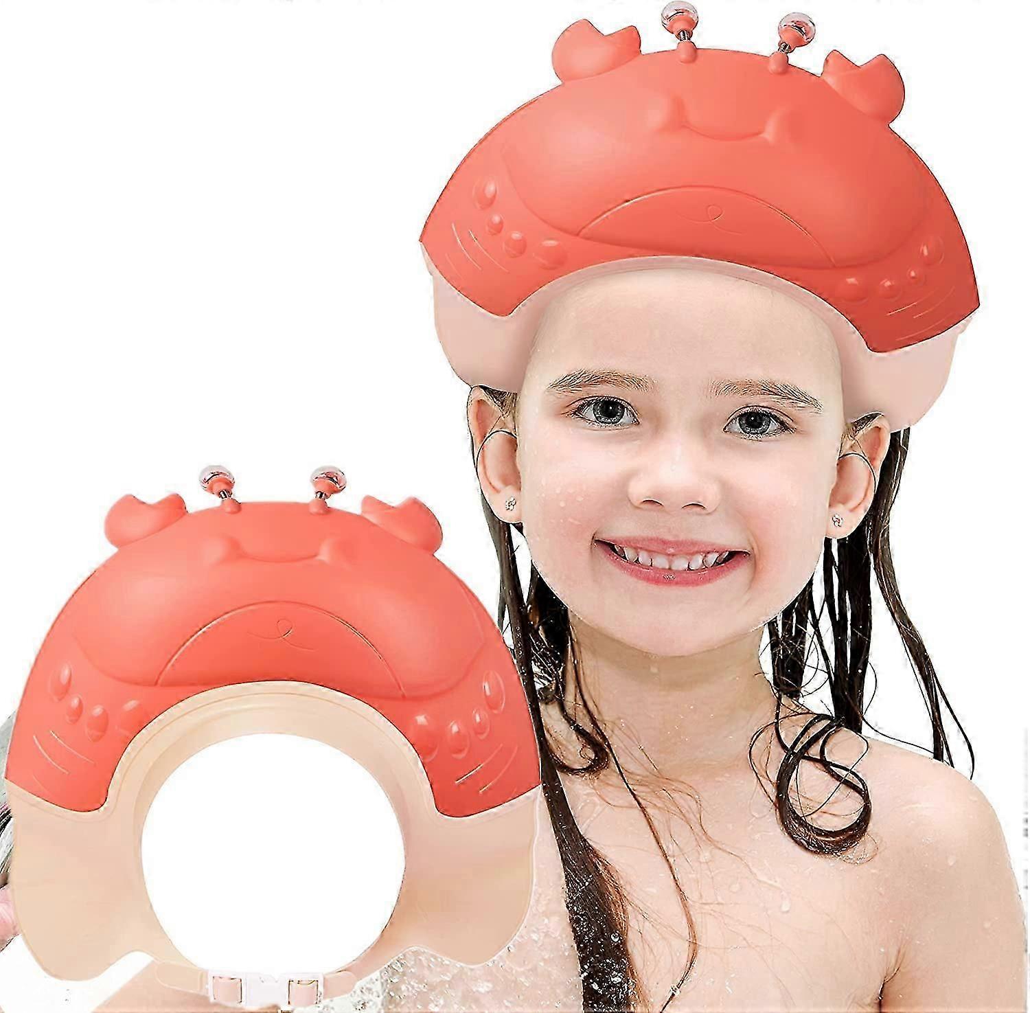 Adjustable Baby Shower Cap for Ear and Face Protection (Red)