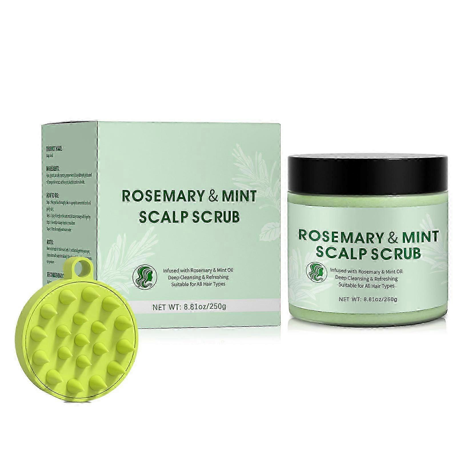 Scalp Scrub, Rosemary Scalp Exfoliator Scrub, Scalp Treatment with Mint Oil, Hair Treatment to Clean and Itchy Scalp Relief with Silicone Scalp Massag