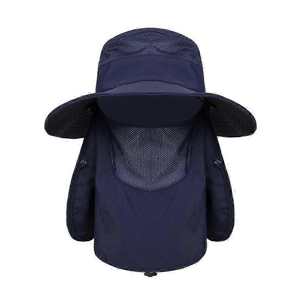 メンズワイドラージブリムサンハット夏アウトドアフィッシングハイキングバケットハット男性UVアンチネックプロテクションショールバイザーキャップ