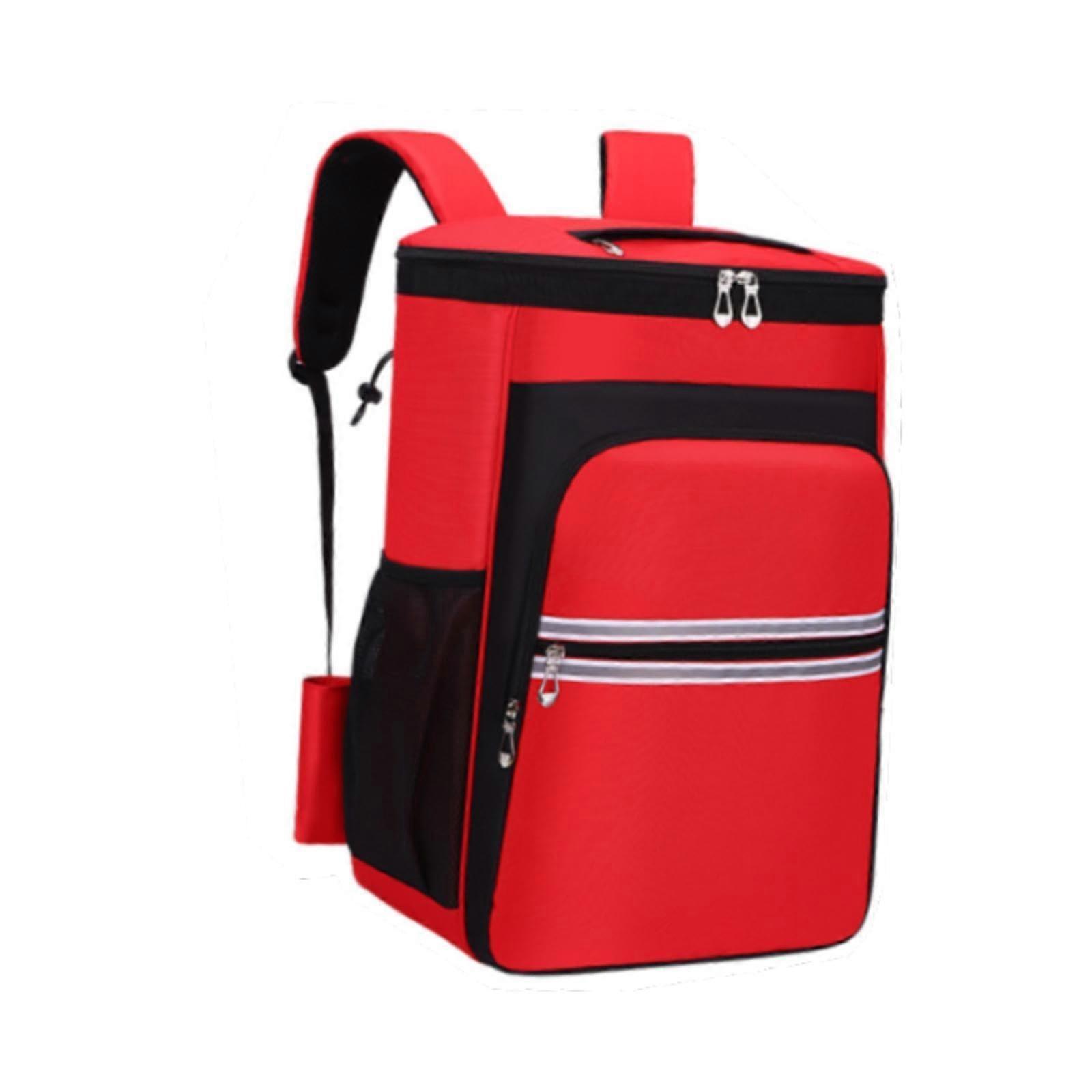 Cleaning storage backpack, bag for cleaning supplies, reflective strap, portable, with multiple pockets, waterproof organizer red