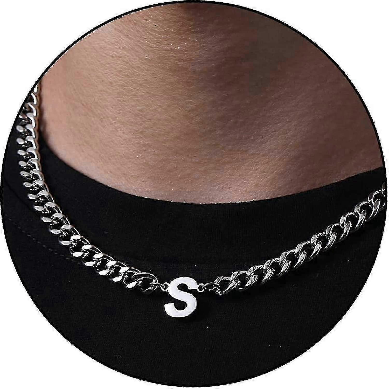 Collier à maillons cubains en acier inoxydable pour initiale A-Z garçons hommes femmes avec pendentif lettre 6,5 mm 18 + 2 pouces bijoux cadeau