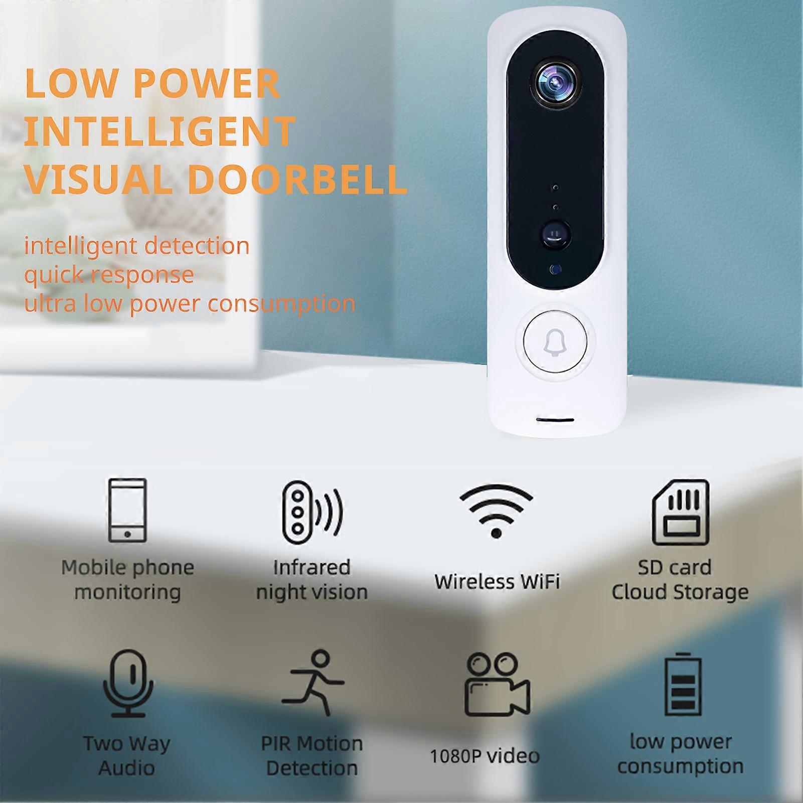 1080P Wireless WIFI Video Doorbell Security Camera Night Vision Two-way o PIR Motion Detection Remote Access with 2pcs batteries