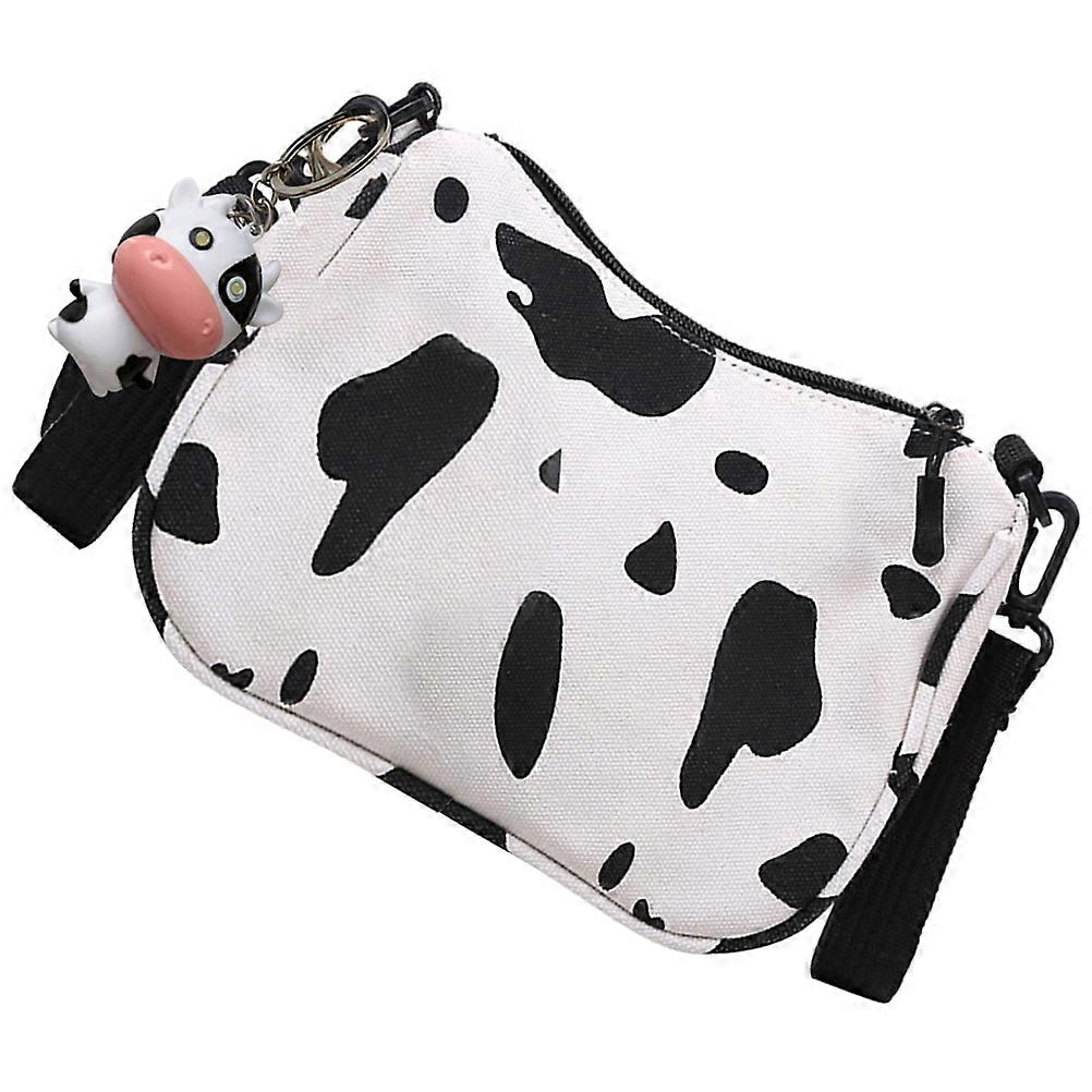 Small Cow Print Crossbody Purse Japanese Style Single-shoulder Bag Portable Storage For Work 22X16X6.5cm 1Pack