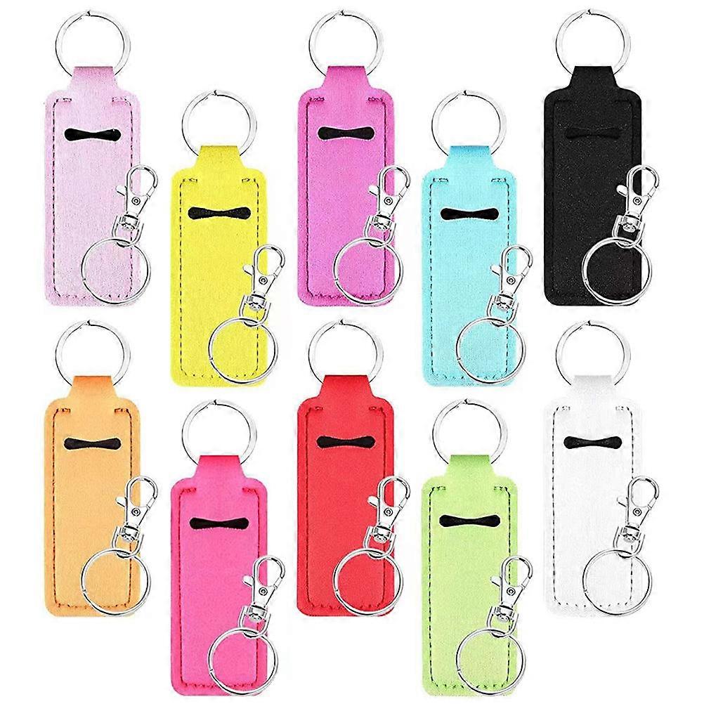 Portable Lipstick Holder Keychain 10pcs Lightweight Lip Balm Protector Sleeve for Lip Gloss, Durable Keyring Design, Multipurpose for Purses and