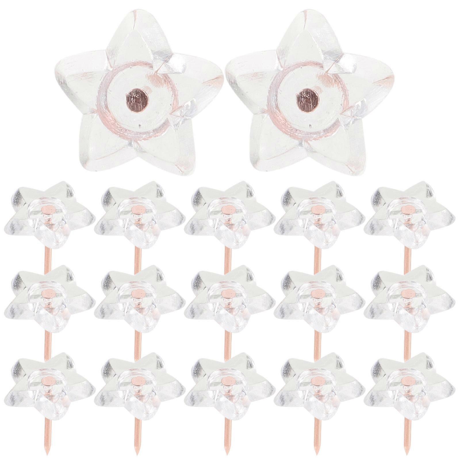 Reliable Pushpins Star Shaped For Map Marking Clear Thumb Tacks 100Pcs