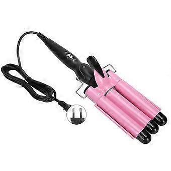 Cheveux Bigoudi Triple Pipe Cheveux Fer À Crouler Baguette 2 Température Tourmaline Outil De Coiffure ÉlectriqueRose EU PlugYMMR)