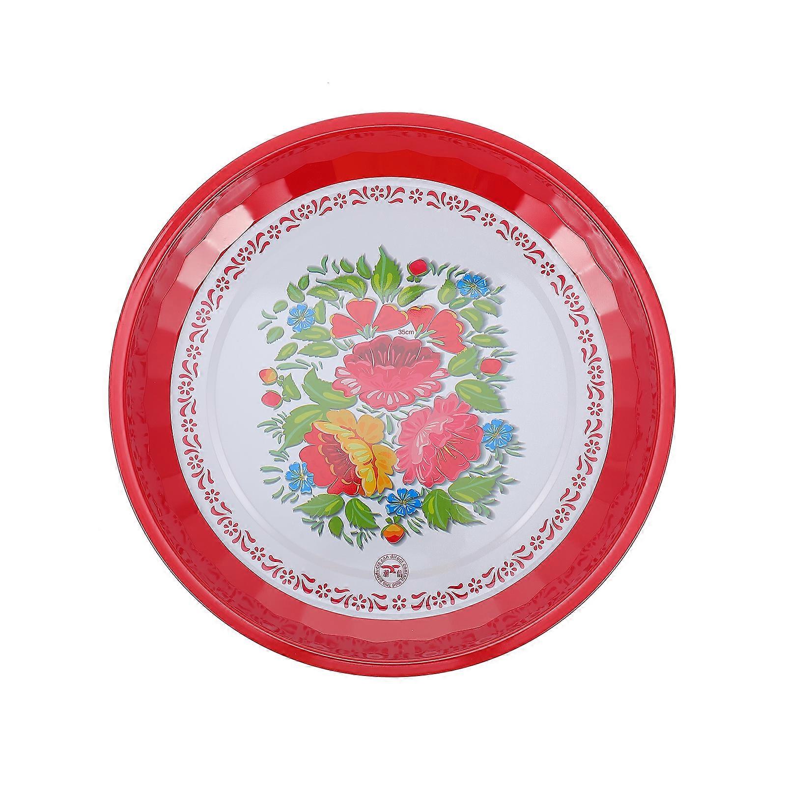 Vintage Enamel Circle Plate For Spring Festival Family Gathering Round Shape Enamelware 1Pack
