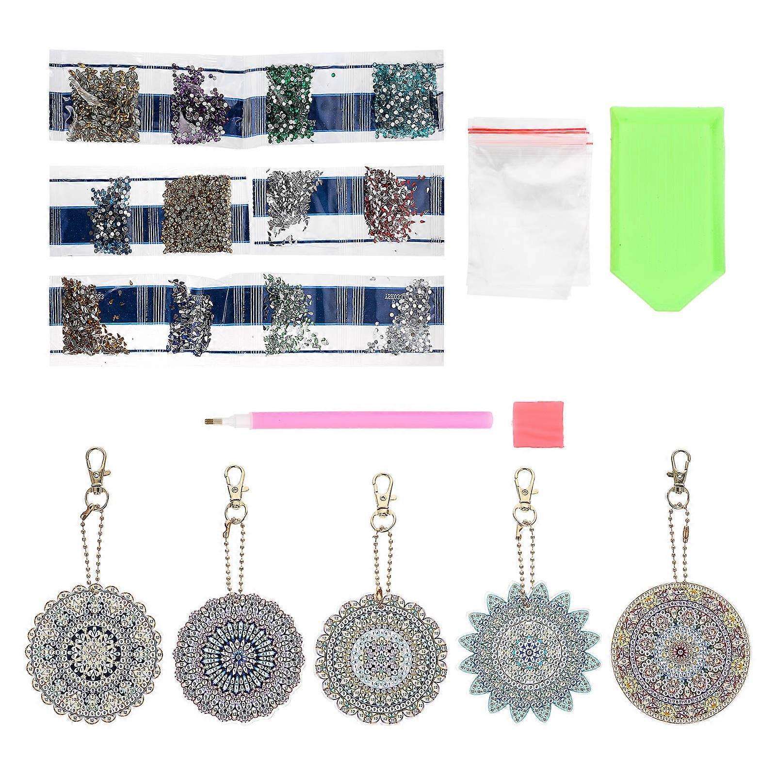 Keyring Making Kit Diy Diamond Drawing Keychains Art Lovers Color Matching Resin Material 1 Set