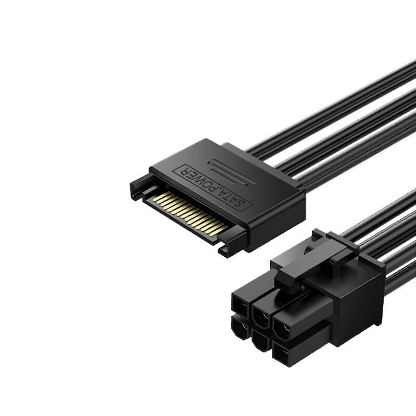 One/Double SATA 15PIN to 6 Pin Power Supply Cable for Graphics Card 20 cm, Simply Connect the Graphics Card.