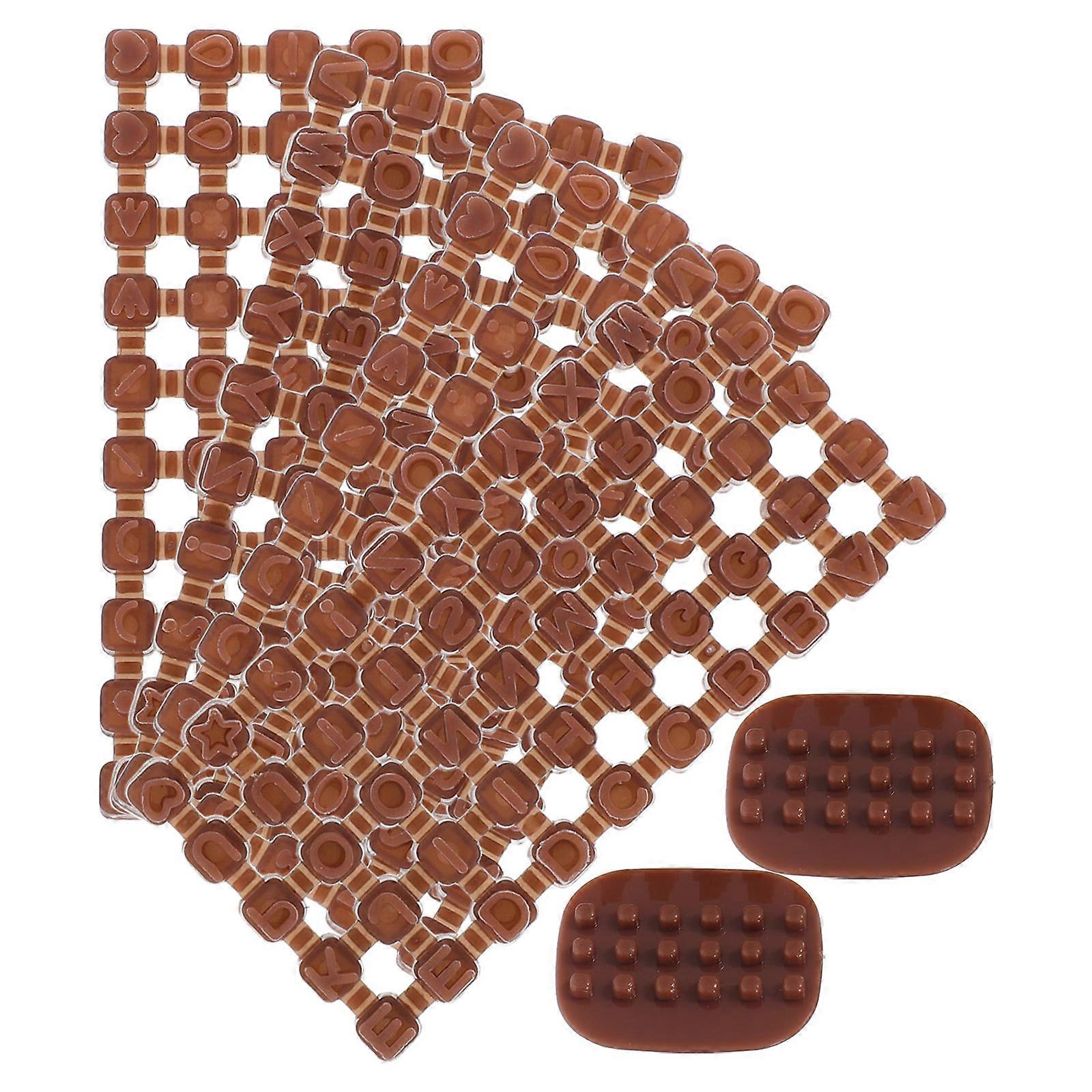 2 Sets Light Brown Polymer Clay Letter Stamps for DIY Craft Jewelry Making Plastic
