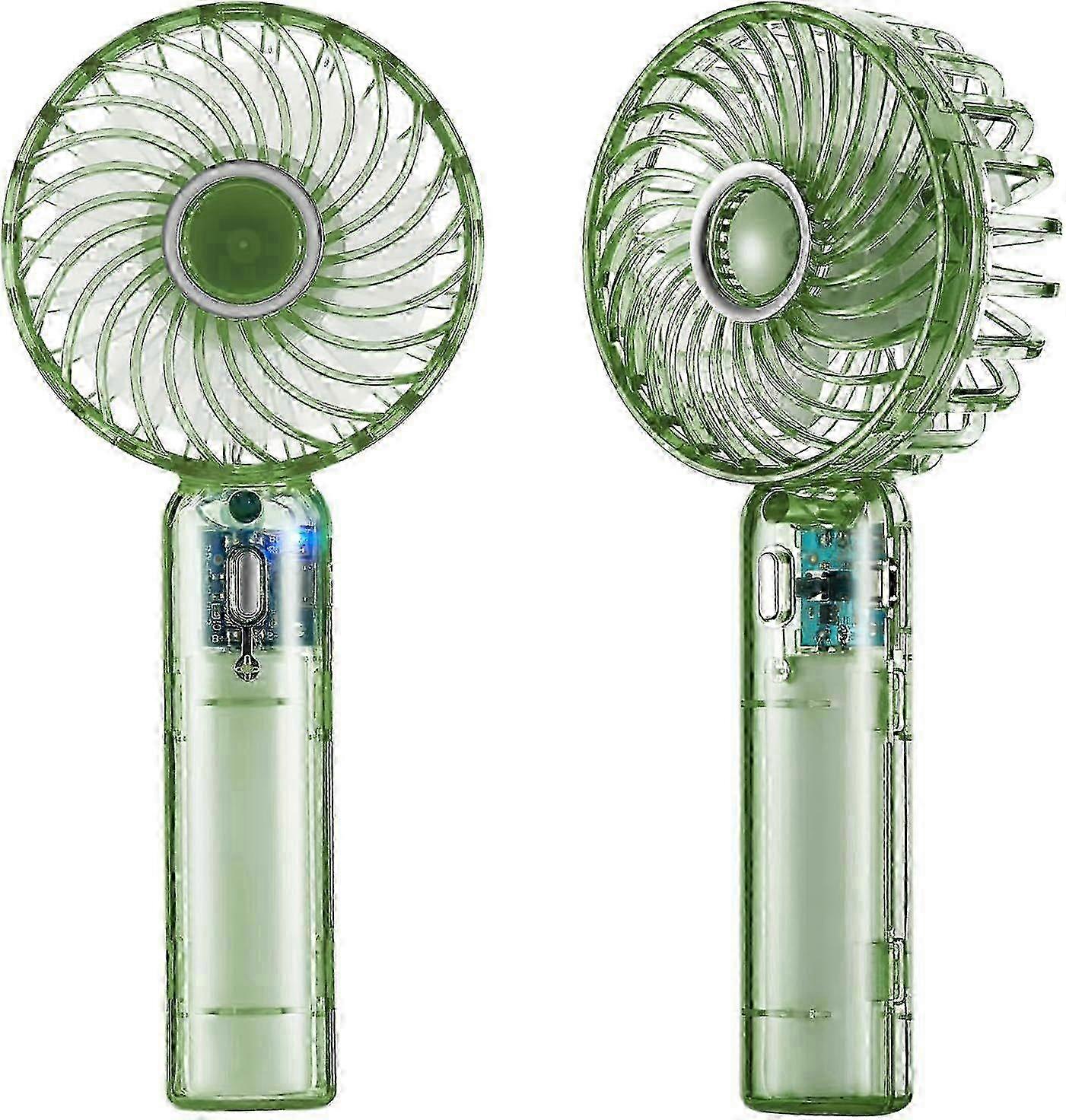 Rechargeable Mini Handheld Fan in Green - 3-Speed Portable Fan for Eyelash Makeup & Travel Use