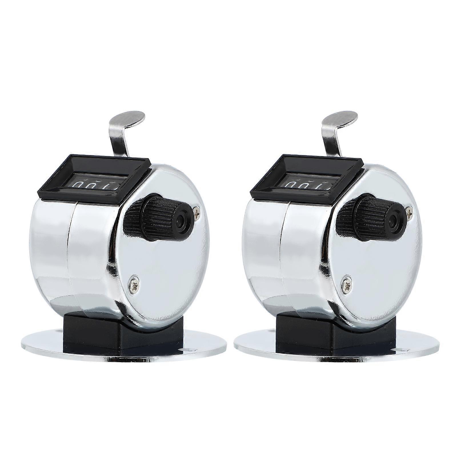 Portable Hand Tally Counter for Home Use Silver Metal Material Counts up to 9999 Maximum 2 Pieces