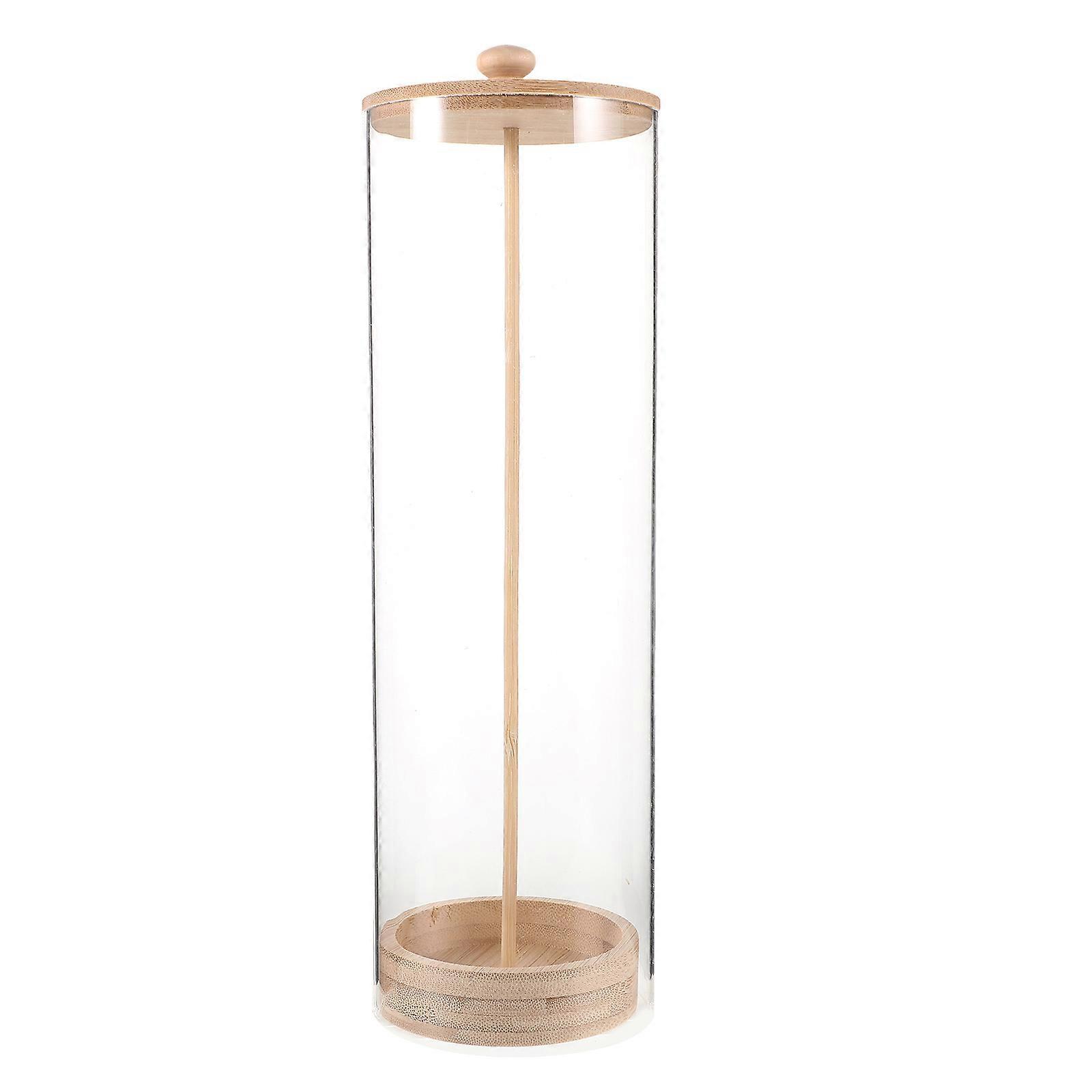 Transparent Straw Organizer for Utensils Wooden Lid Straw Storage for Home Users and Business Owners 26.00X8.00X8.00CM Multipurpose Storage 1Pack