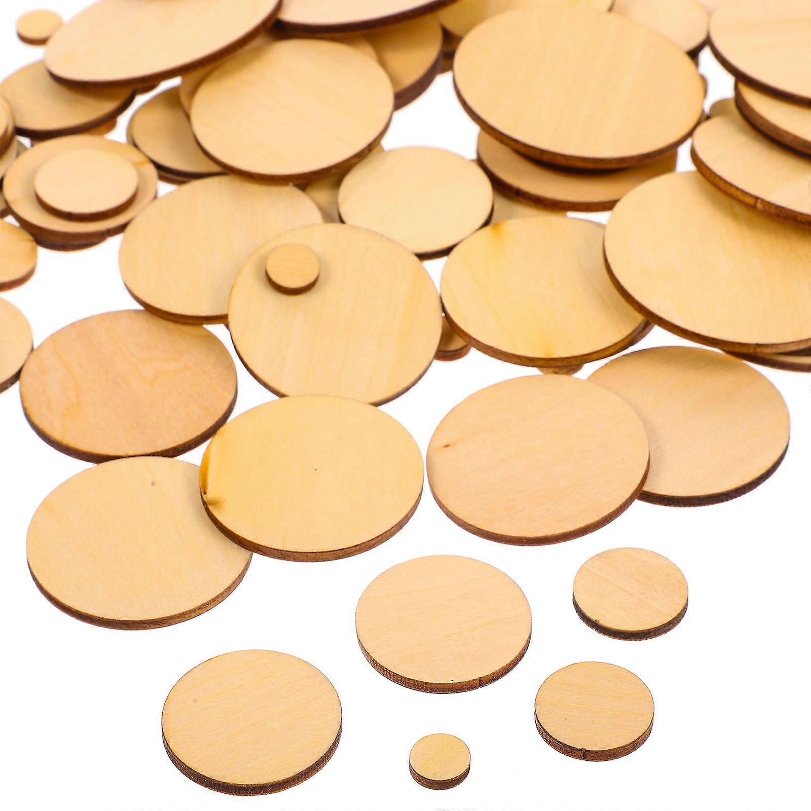 Wood Circles for Crafts Unfinished Wood Rounds Blank Wood Slices for Pet Use Khaki 100Pcs