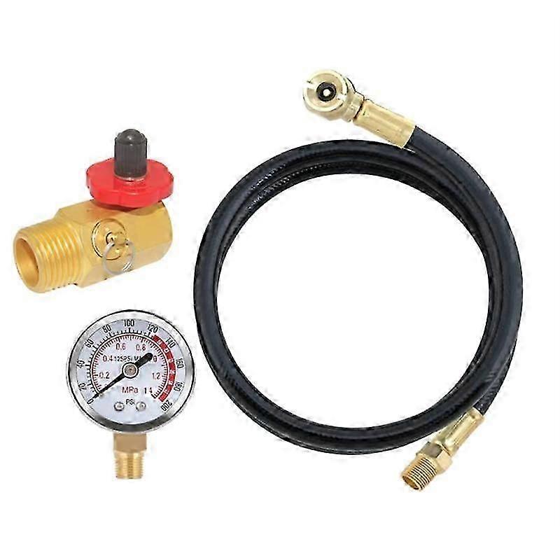 Air Tank Repair Kit W/Safety Valve, Pressure Gauge and 4 Feet Air Tank Hose Assembly Kit for Portable Carry Tank