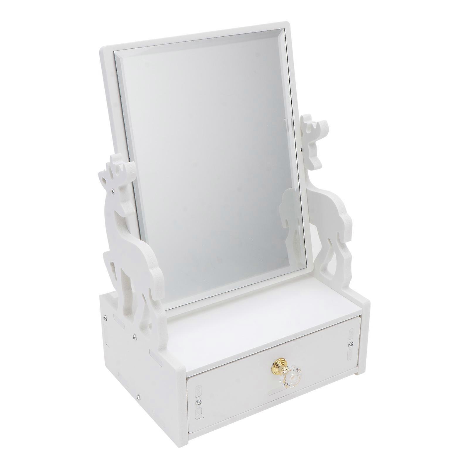 1 Pc Desktop Vanity Mirror with Drawer Rotatable for Women Makeup