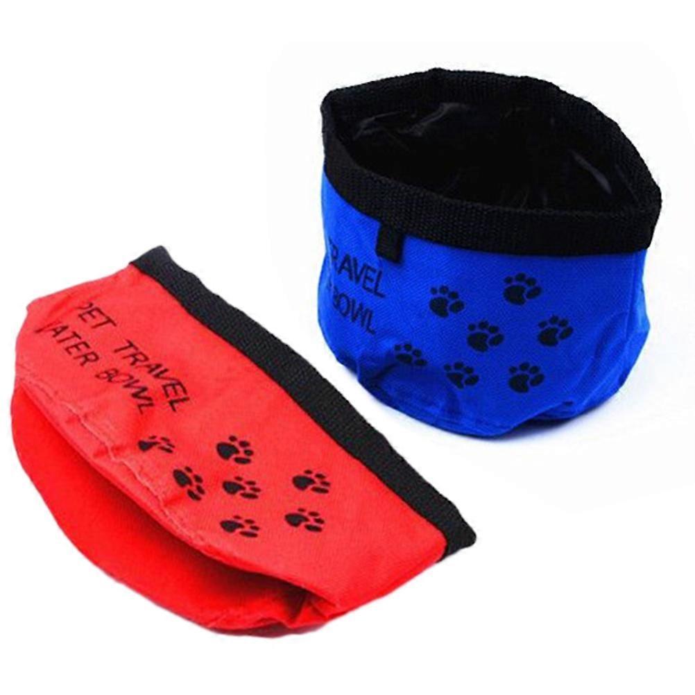 Pet Bowl Made of Oxford Cloth for Storage with Carabiner Assorted Color