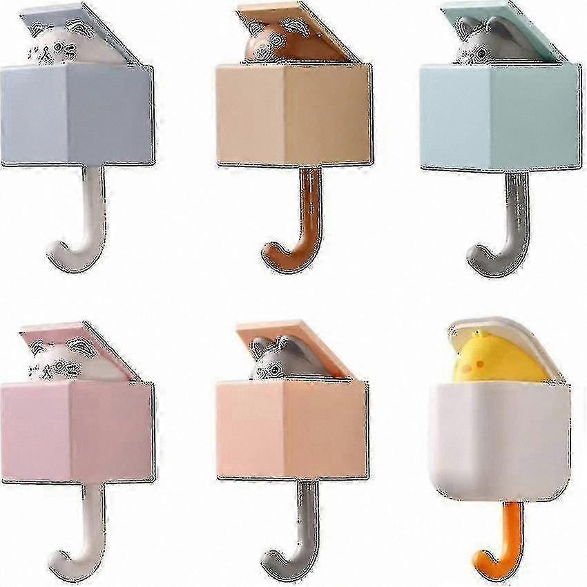 6-Pack Adorable Cat-Shaped Hooks for Keys, Towels, and Accessories in Bath, Bedroom, or Entryway