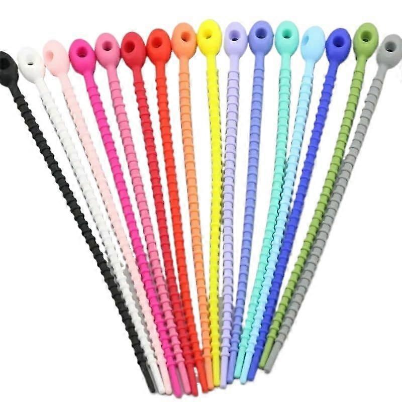 Reusable Silicone Ties, 20 Pieces Spiral Wire Cable Ties Headset Data Line Universal Ties Pack of 20, Random Color