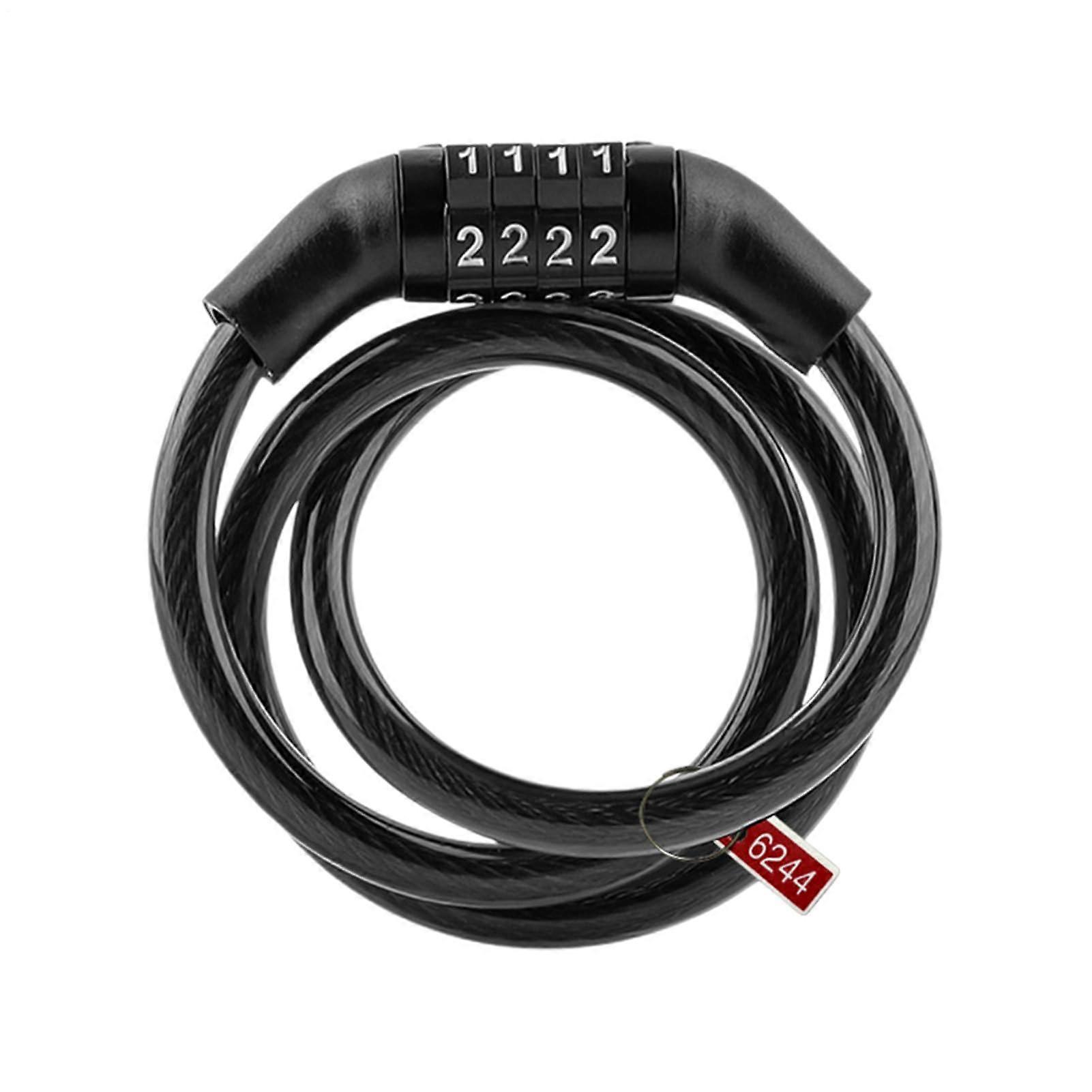 Cycling Combination Lock 4-Digit Cable Chain Lock For Bicycle And Scooter, Portable Padlock Wire, Anti-Theft Travel Lock