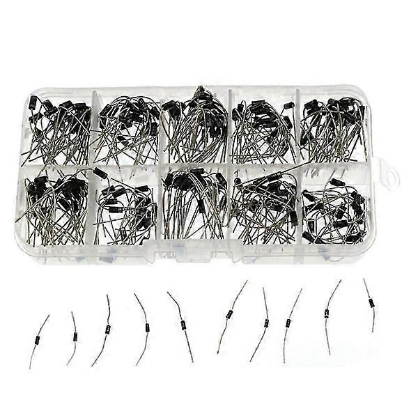 200 Pcs 10 Values Rectifier Diode Assortment Kit 1N4001 1N4002 1N4003 1N4004 1N4005 1N4006 1N4007 1N5817 1N5818 1N5819