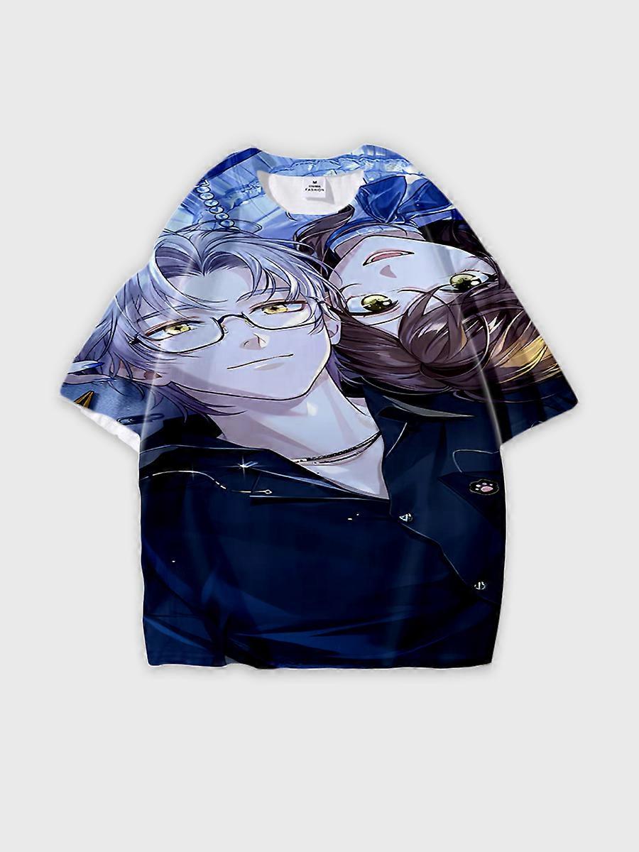 T-shirt round neck Role Pattern loose short sleeve E3534