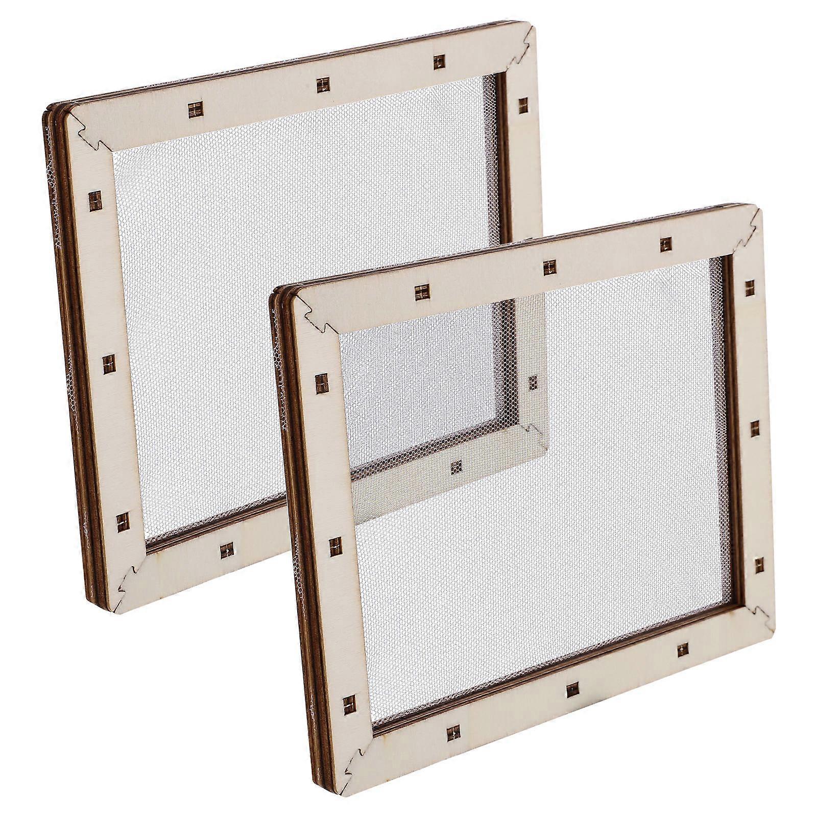 DIY Paper Making Screen with Wooden Frame and Metal Mesh Perfect for Craft Fun 2 Pcs
