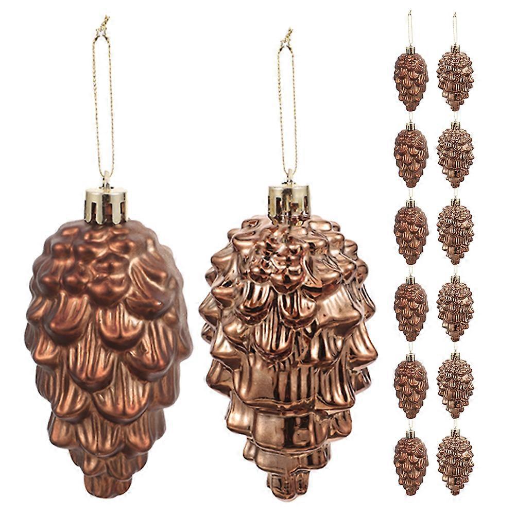 16pcs Shatterproof Plastic Pine Cone Ornaments, Matte & Shiny Finish, Holiday Tree Decorations for Rustic Christmas Party, Reusable with Hanging