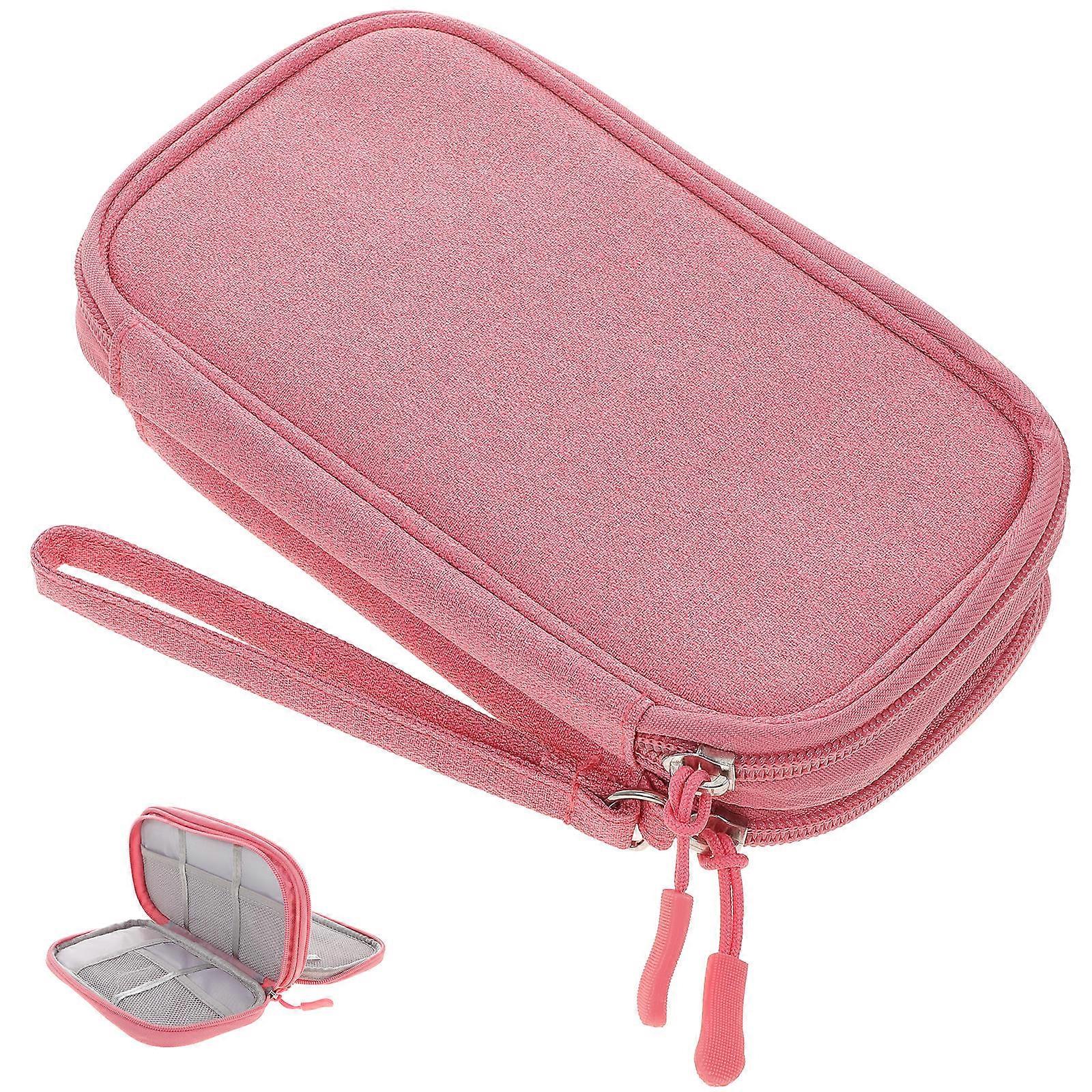 Portable Travel Cable Organizer Case For Cables And USB Drives In Pink Designed For Easy Storage And Protection 1Pack