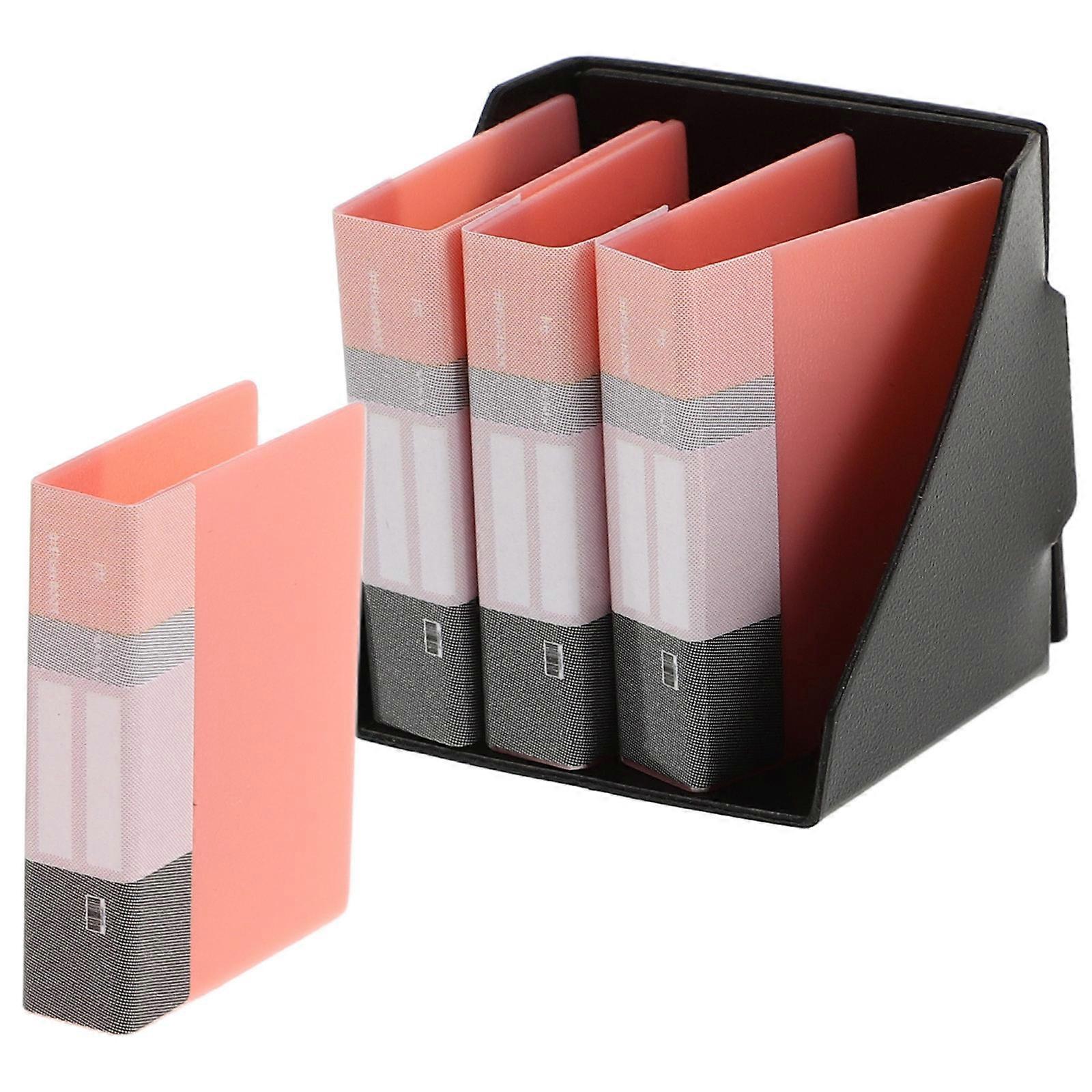 Charming Miniature Dollhouse Accessories With Tiny Folders Designed For Office Decor In Pink Color With Fun And Decorative Use 1 Set