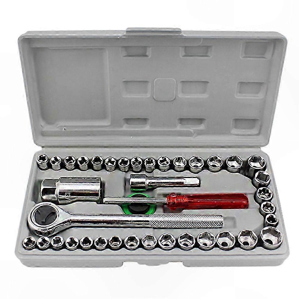 40-Piece Vehicle Repair Tool Set with Socket Wrench and Hand Tools for Auto Maintenance