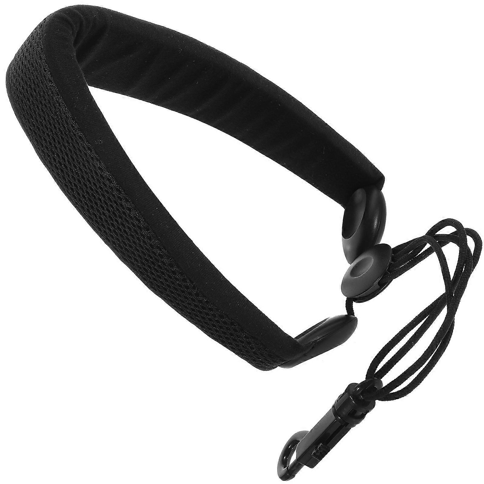 Black Sponge and Cloth Saxophone Neck Strap for Alto Tenor Soprano with Locking Spring Hook