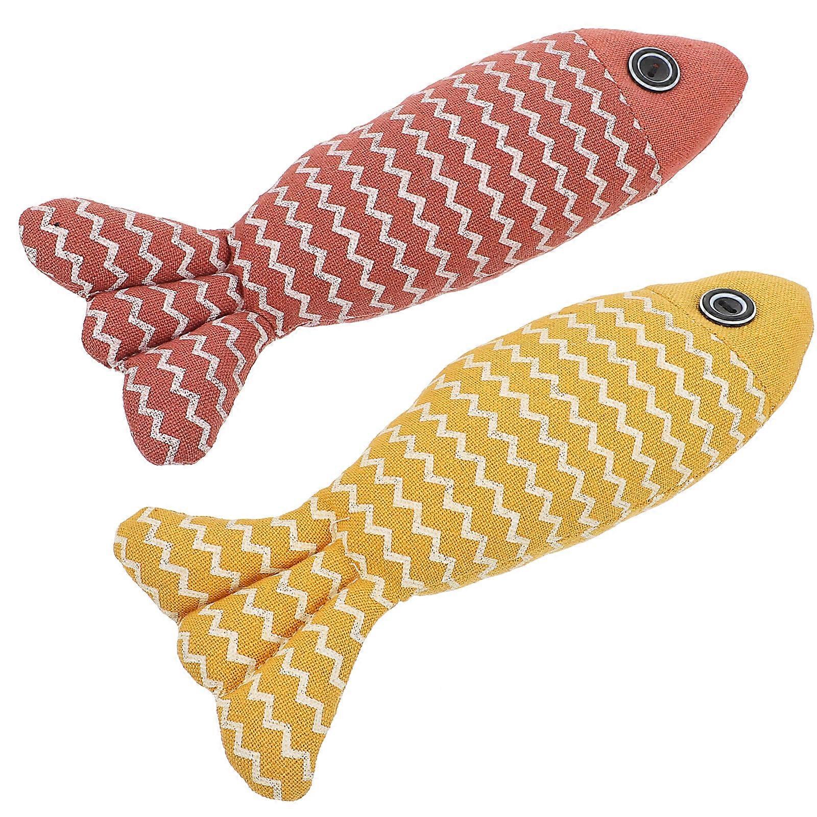 Plush Doll Fish Shape Cat Toys Developed For Pet Cats During Indoor Activities Including 2Pack