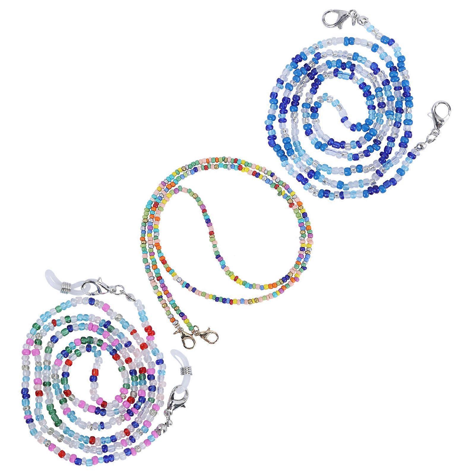 Eyeglasses Strap Decorative Eyeglasses Chain Bohemian Style Glasses Everyday Use 70x0.5cm Bead Chains Prevent Glasses from Falling 3Pcs