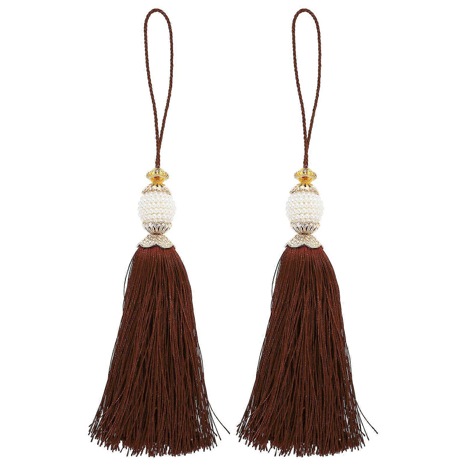 Decorative Tassel 2Pcs Polyester Hanging Decoration For Home Decoration And Personal Accessory Featuring Delicate Style In Coffee Color