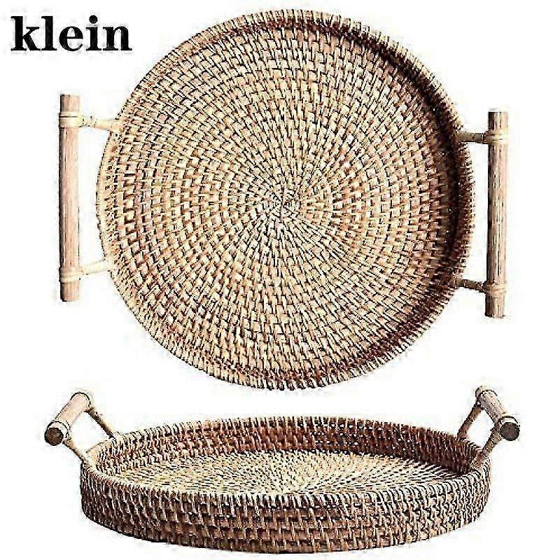 Handwoven Rattan Serving Tray with Handles - Stylish Decorative Tray for Bar Parties & Entertaining Essentials